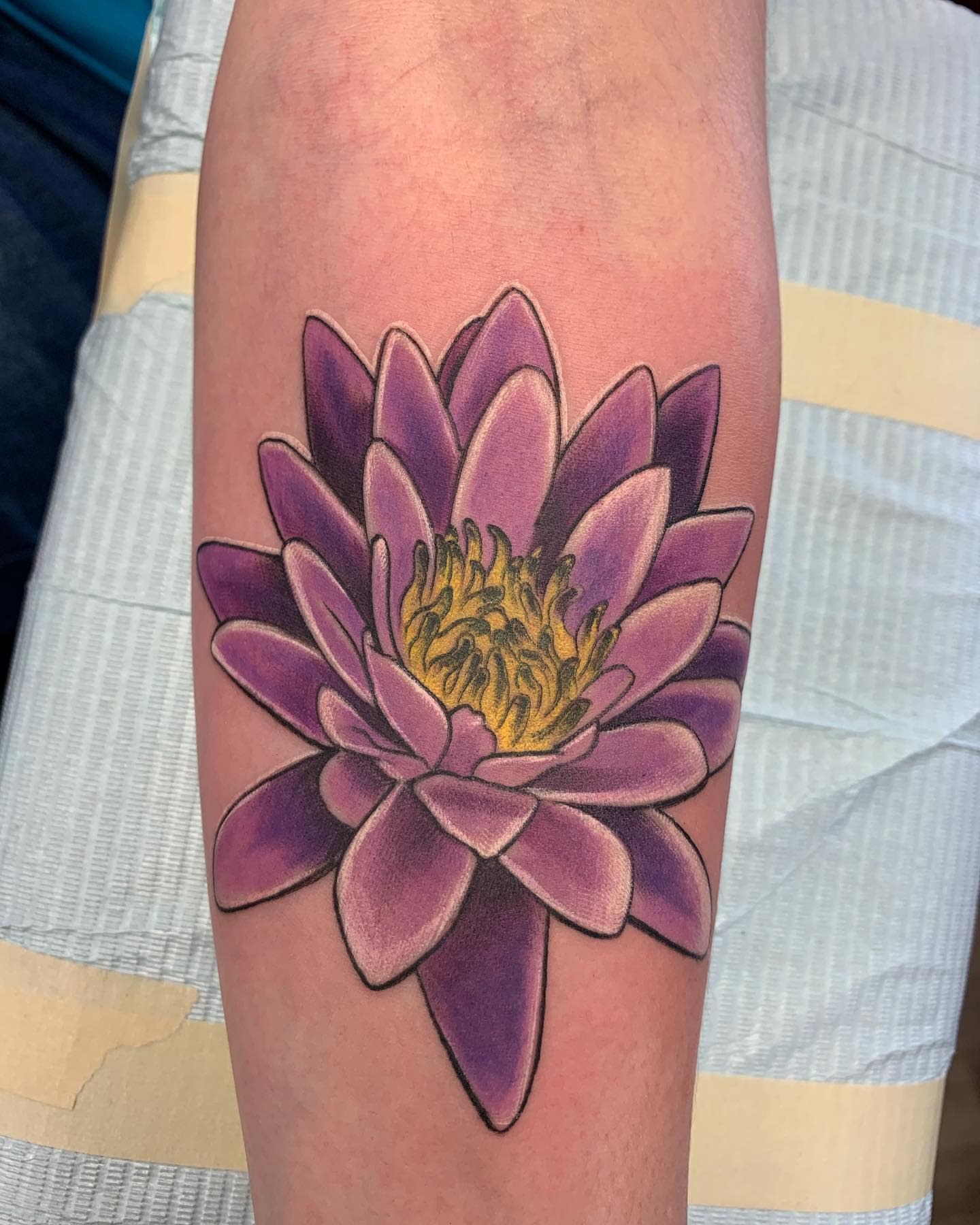 Purple Water Lily Tattoo -tributestudiosgoderich